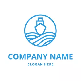 小船logo Abstract Ocean and Sailboat logo design