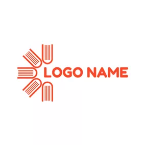 ライブラリロゴ Abstract Orange and White Book logo design