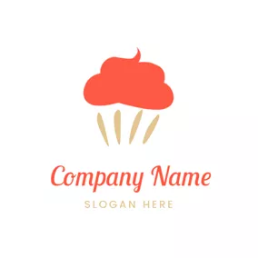 カップケーキロゴ Abstract Orange Cupcake Icon logo design
