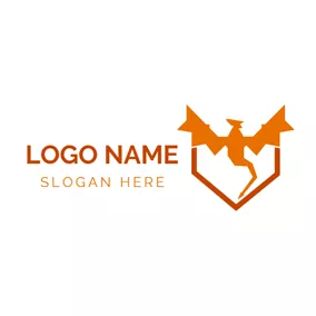 軸のロゴ Abstract Orange Dragon logo design