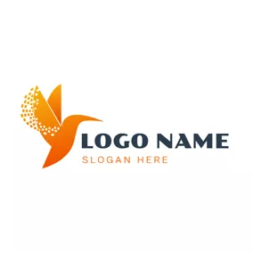 Vogel Logo Abstract Orange Hummingbird logo design