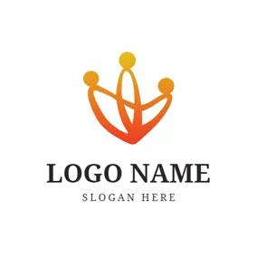 Logótipo De Colaboração Abstract Orange Person Icon logo design