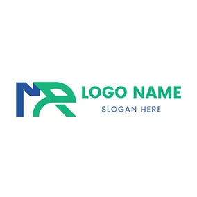 Green Logo Abstract Overlay Letter M R logo design