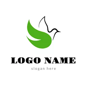 Logótipo Pomba Abstract Peace Dove and Leaf logo design