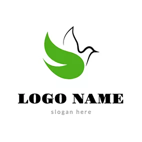 和平logo Abstract Peace Dove and Leaf logo design