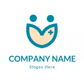 Combination Logo Abstract People and Blue Cross logo design