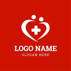 护士Logo Abstract People and Heart Shaped logo design