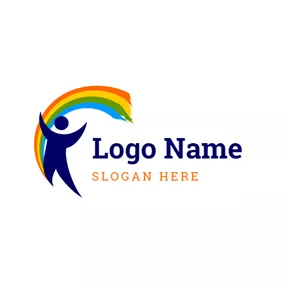 People Logo Abstract People and Paint Rainbow logo design