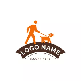 步行 Logo Abstract Person and Dog logo design
