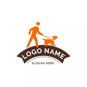 Logo Du Chien Abstract Person and Dog logo design