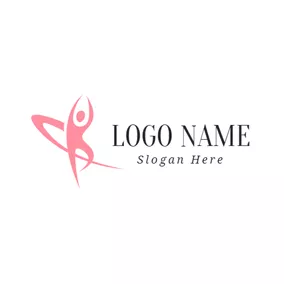 Instructor Logo Abstract Pink Yoga Man logo design