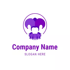 コミカルなロゴ Abstract Purple Joker Head logo design