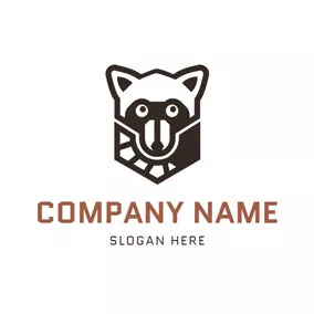 Logotipo De Koala Abstract Raccoon Tail and Raccoon logo design
