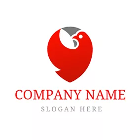 鳩のロゴ Abstract Red Dove Icon logo design