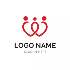 People Logo Abstract Red Family Icon logo design