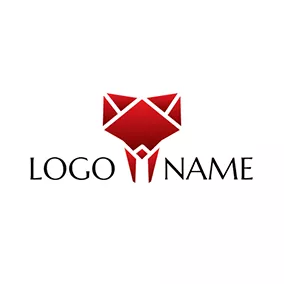 Origami Logo Abstract Red Fox Head Icon logo design