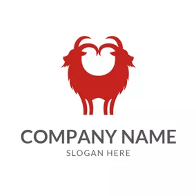 山羊 Logo Abstract Red Goat Icon logo design