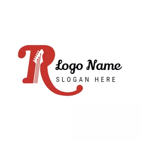 Logotipo De Rock Abstract Red Guitar logo design
