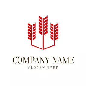 Grain Logo Abstract Red Rice Ears and Paddy logo design