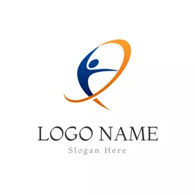 Logótipo De Ginásio Abstract Ribbon and Gymnastics Athlete logo design