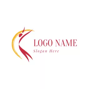 Female Logo Abstract Ribbon and Gymnastics Sportsman logo design