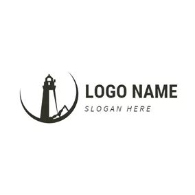 Logótipo De Farol Abstract Rock and Lighthouse logo design