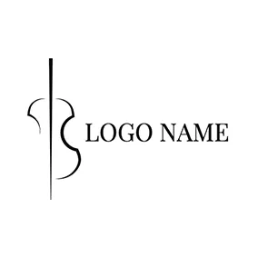 Emblem Logo Abstract Simple Cello Outline logo design
