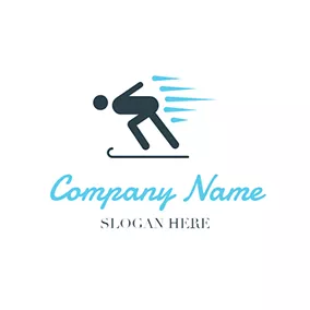 雪 Logo Abstract Ski Athlete and Snowboard logo design