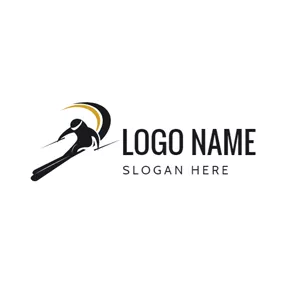 Social Media Profile Logo Abstract Skier and Ski logo design