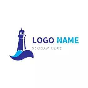 Landmark Logo Abstract Spindrift and Lighthouse logo design