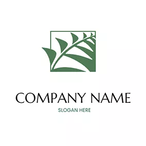 Green Logo Abstract Square Palm Fern logo design