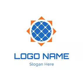 平底锅 Logo Abstract Sun and Blue Solar Panel logo design