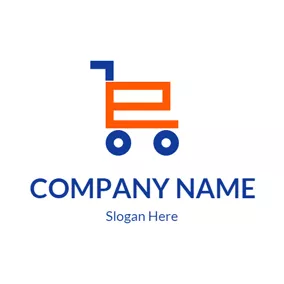 Checkout Logo Abstract Trolley and Letter E logo design