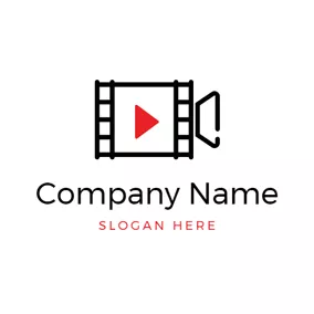 Rectangle Logo Abstract Video Camera and Film logo design