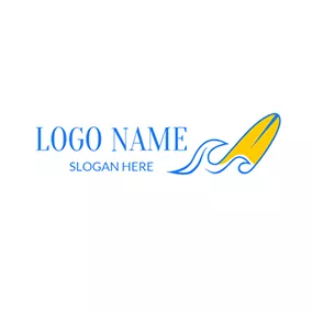 代理店ロゴ Abstract Wave and Surfboard logo design