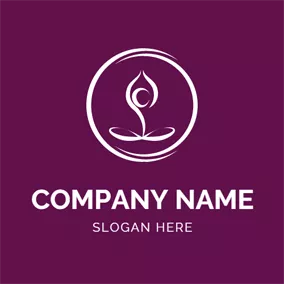 Logotipo Circular Abstract White and Purple Yoga logo design