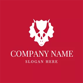 Emblem Logo Abstract White Dinosaur Head logo design
