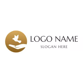 Logotipo Circular Abstract White Pigeon and Hand logo design
