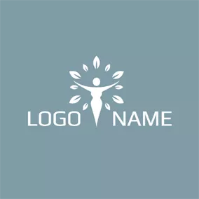 Gray Logo Abstract White Woman and Tree logo design