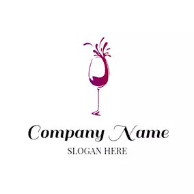 雞尾酒 Logo Abstract Wine Glass and Red Wine logo design