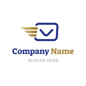 郵件Logo Abstract Wing and Blue Envelope logo design