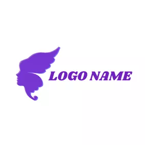 メイクアップアーティストロゴ Abstract Woman Face and Butterfly logo design