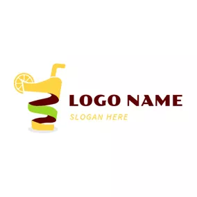 冰沙 Logo Abstract Yellow and Green Juice logo design