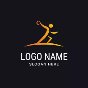 Athlete Logo Abstract Yellow Athlete and Handball logo design
