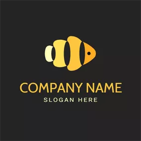 Fishbone Logo Abstract Yellow Fish logo design