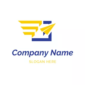 Fold Logo Abstract Yellow Paper Plane logo design