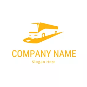 Straße Logo Abstract Yellow Road and Bus logo design