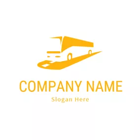 公路 Logo Abstract Yellow Road and Bus logo design