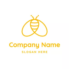 蜜蜂Logo Abstract Yellow Wing and Bee logo design