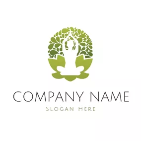 Female Logo Abstract Yoga Woman and Lotus logo design